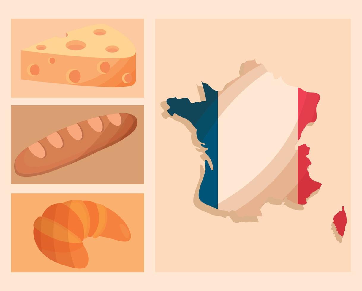 france map and flag vector