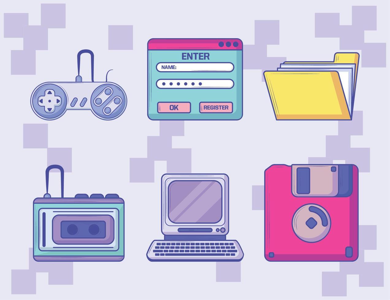 retro tech devices vector