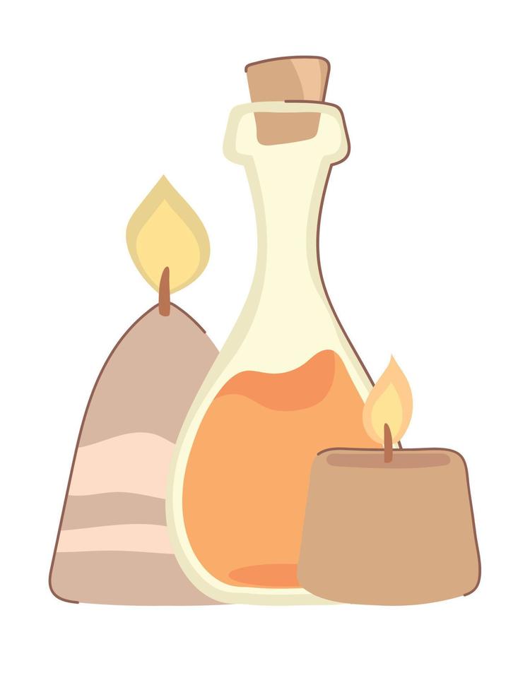 aceite esencial y velas vector