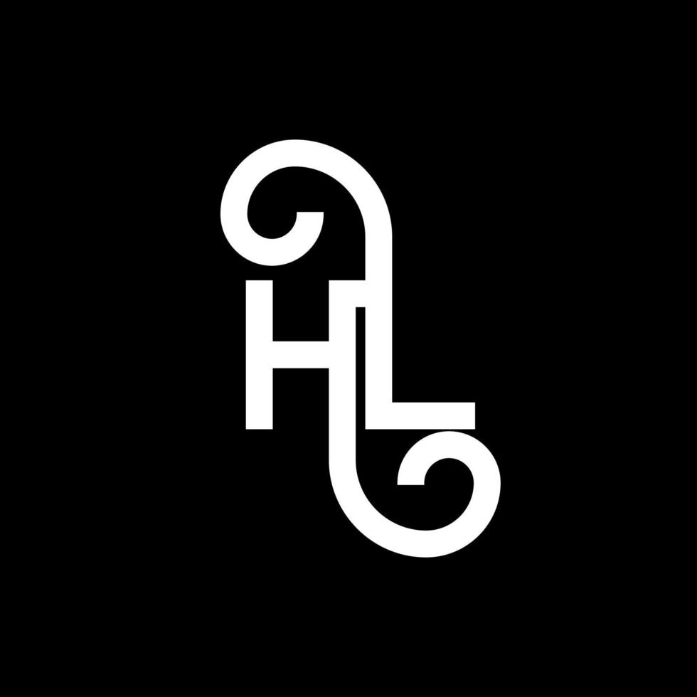 diseño del logotipo de la letra hl sobre fondo negro. hl concepto de logotipo de letra inicial creativa. diseño de letra hl. hl diseño de letras blancas sobre fondo negro. logotipo de hl, hl vector