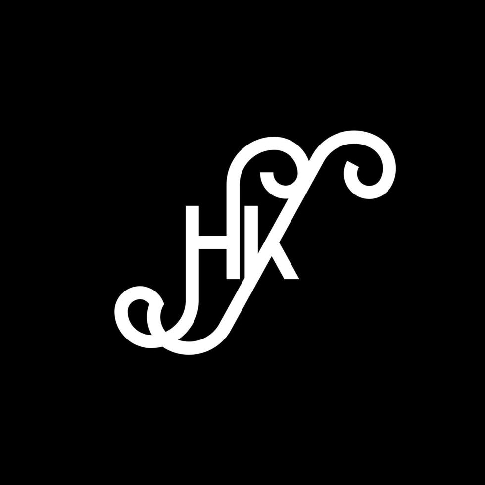 diseño de logotipo de letra hk sobre fondo negro. concepto de logotipo de letra de iniciales creativas hk. diseño de letra hh. hk diseño de letras blancas sobre fondo negro. logotipo de hk, hk vector