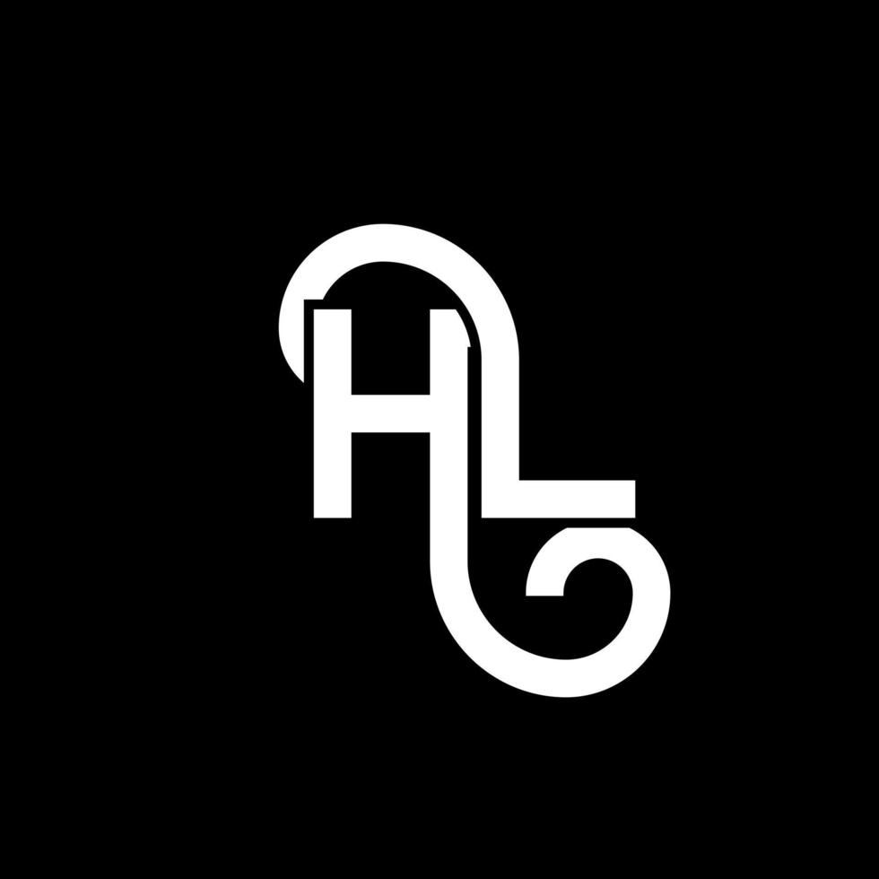 diseño del logotipo de la letra hl sobre fondo negro. hl concepto de logotipo de letra inicial creativa. diseño de letra hl. hl diseño de letras blancas sobre fondo negro. logotipo de hl, hl vector