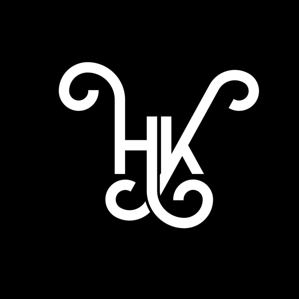 diseño de logotipo de letra hk sobre fondo negro. concepto de logotipo de letra de iniciales creativas hk. diseño de letra hh. hk diseño de letras blancas sobre fondo negro. logotipo de hk, hk vector