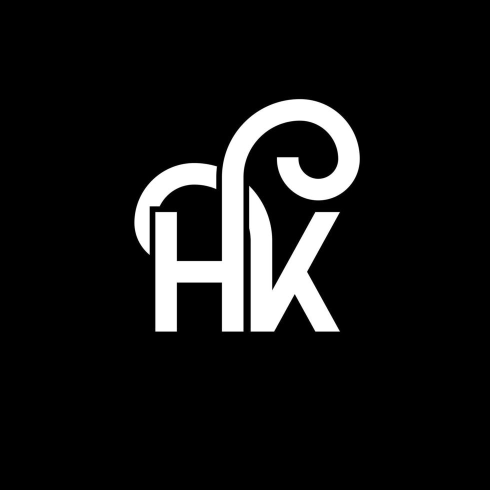 diseño de logotipo de letra hk sobre fondo negro. concepto de logotipo de letra de iniciales creativas hk. diseño de letra hh. hk diseño de letras blancas sobre fondo negro. logotipo de hk, hk vector