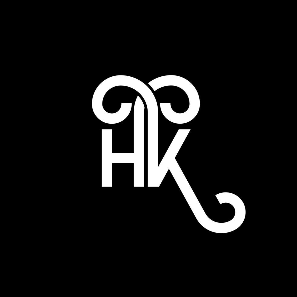 diseño de logotipo de letra hk sobre fondo negro. concepto de logotipo de letra de iniciales creativas hk. diseño de letra hh. hk diseño de letras blancas sobre fondo negro. logotipo de hk, hk vector