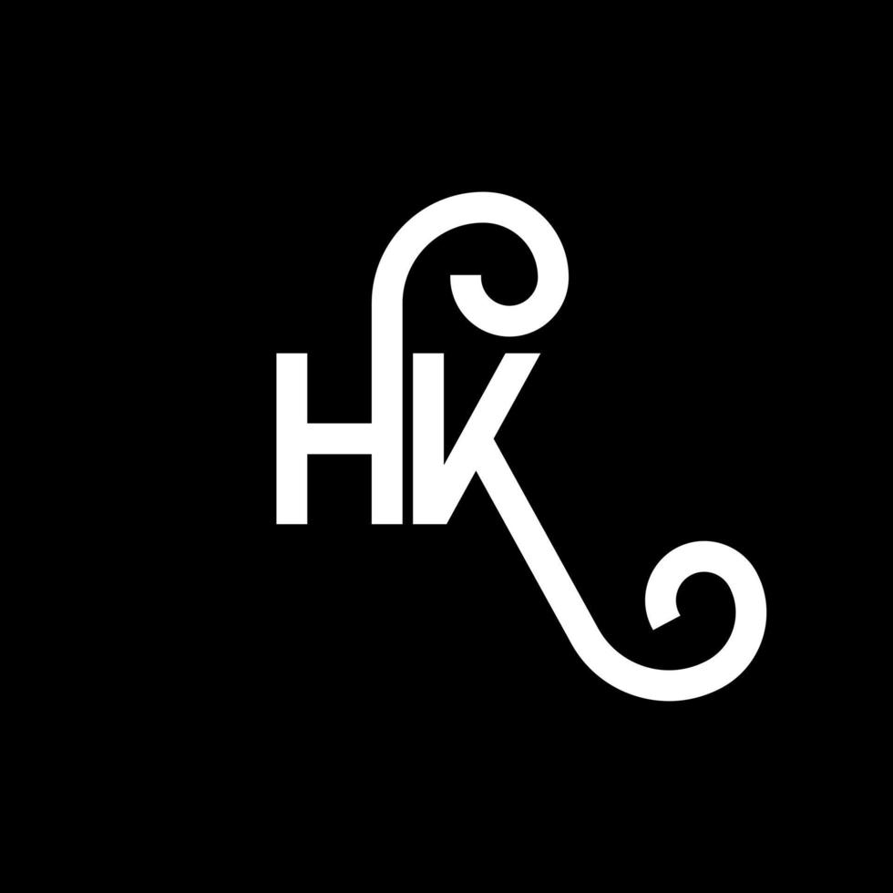 diseño de logotipo de letra hk sobre fondo negro. concepto de logotipo de letra de iniciales creativas hk. diseño de letra hh. hk diseño de letras blancas sobre fondo negro. logotipo de hk, hk vector