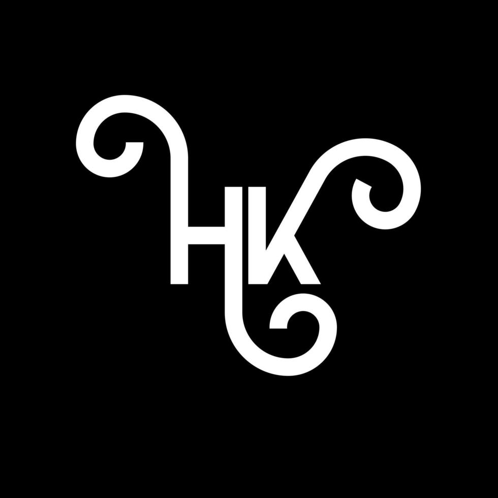 diseño de logotipo de letra hk sobre fondo negro. concepto de logotipo de letra de iniciales creativas hk. diseño de letra hh. hk diseño de letras blancas sobre fondo negro. logotipo de hk, hk vector