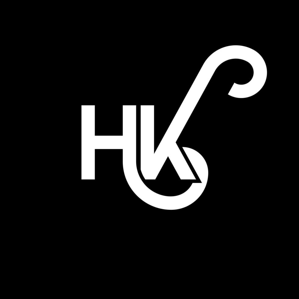 diseño de logotipo de letra hk sobre fondo negro. concepto de logotipo de letra de iniciales creativas hk. diseño de letra hh. hk diseño de letras blancas sobre fondo negro. logotipo de hk, hk vector