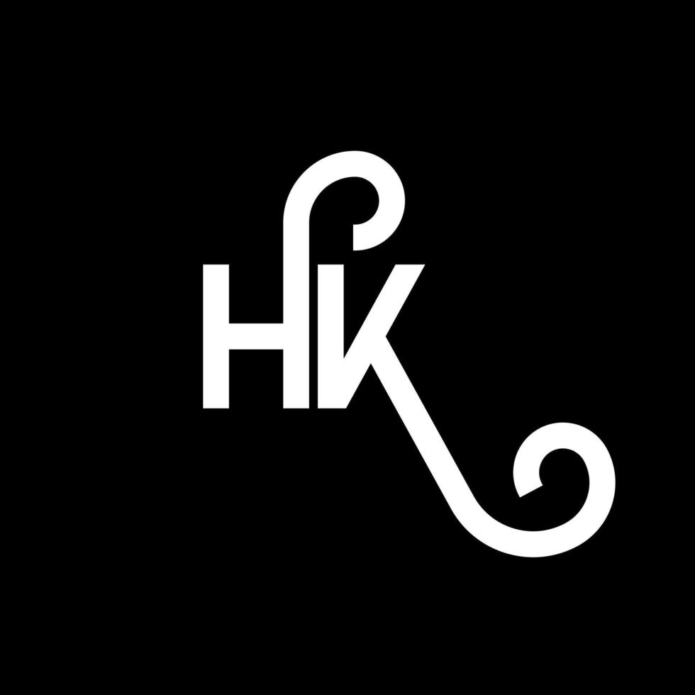 diseño de logotipo de letra hk sobre fondo negro. concepto de logotipo de letra de iniciales creativas hk. diseño de letra hh. hk diseño de letras blancas sobre fondo negro. logotipo de hk, hk vector