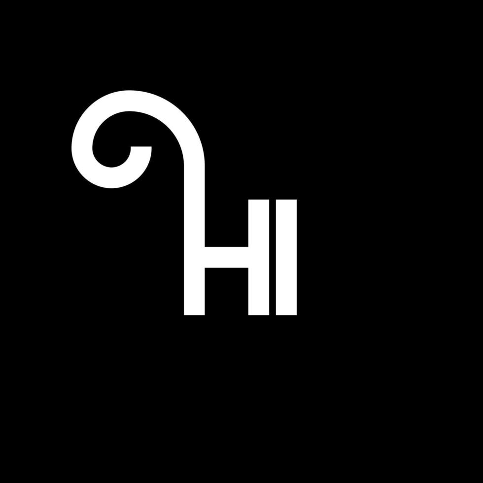 HI letter logo design on black background. HI creative initials letter logo concept. hi letter design. HI white letter design on black background. H I, h i logo vector