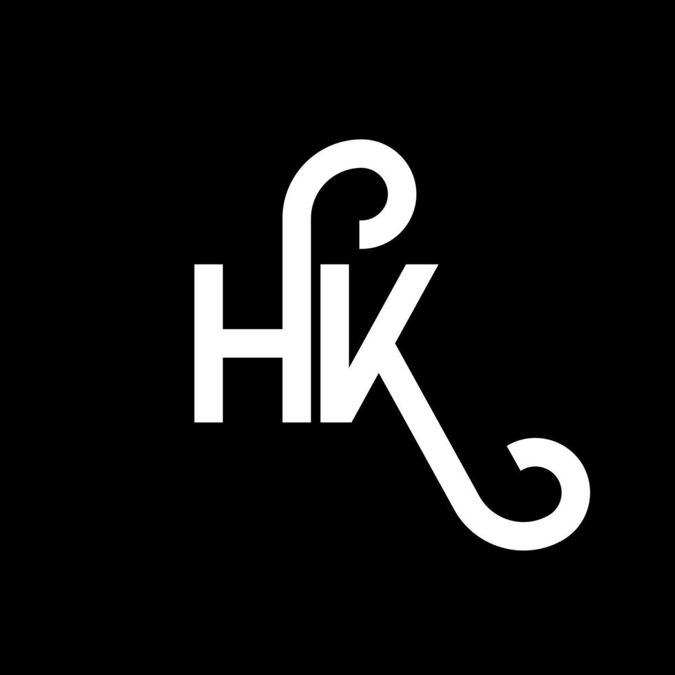 diseño de logotipo de letra hk sobre fondo negro. concepto de logotipo de letra de iniciales creativas hk. diseño de letra hh. hk diseño de letras blancas sobre fondo negro. logotipo de hk, hk vector