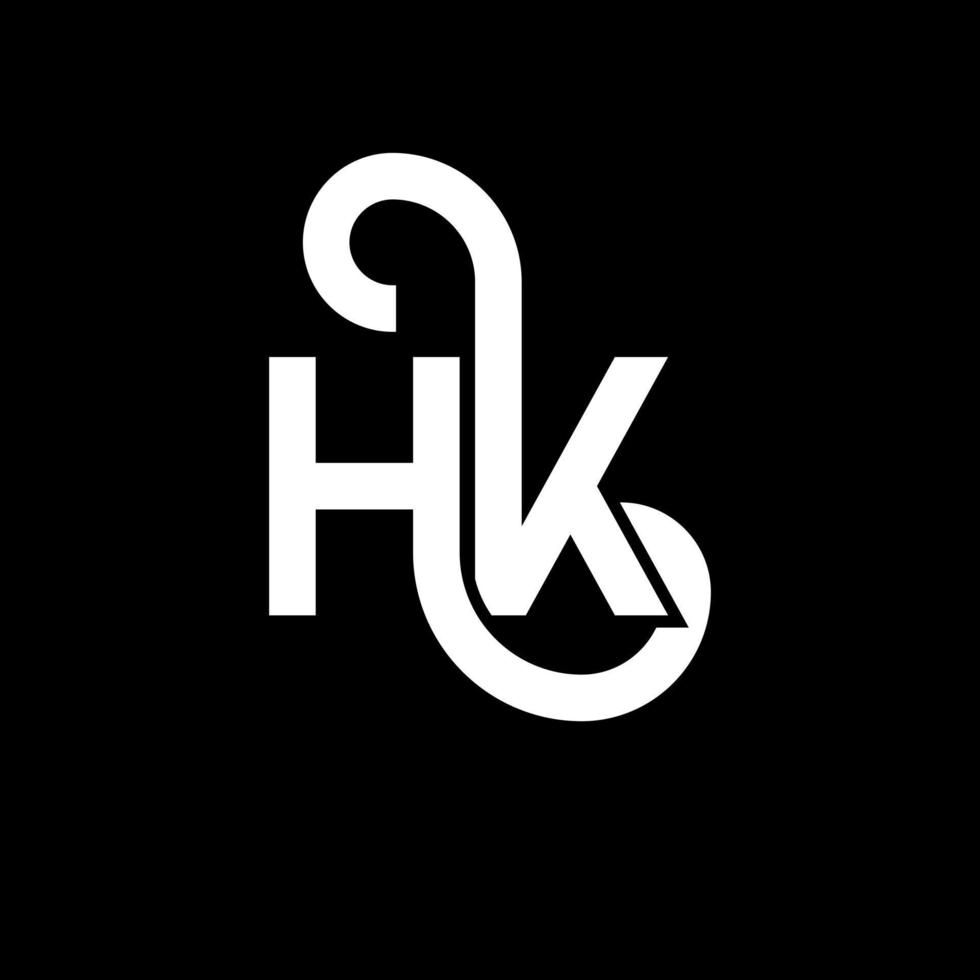 diseño de logotipo de letra hk sobre fondo negro. concepto de logotipo de letra de iniciales creativas hk. diseño de letra hh. hk diseño de letras blancas sobre fondo negro. logotipo de hk, hk vector