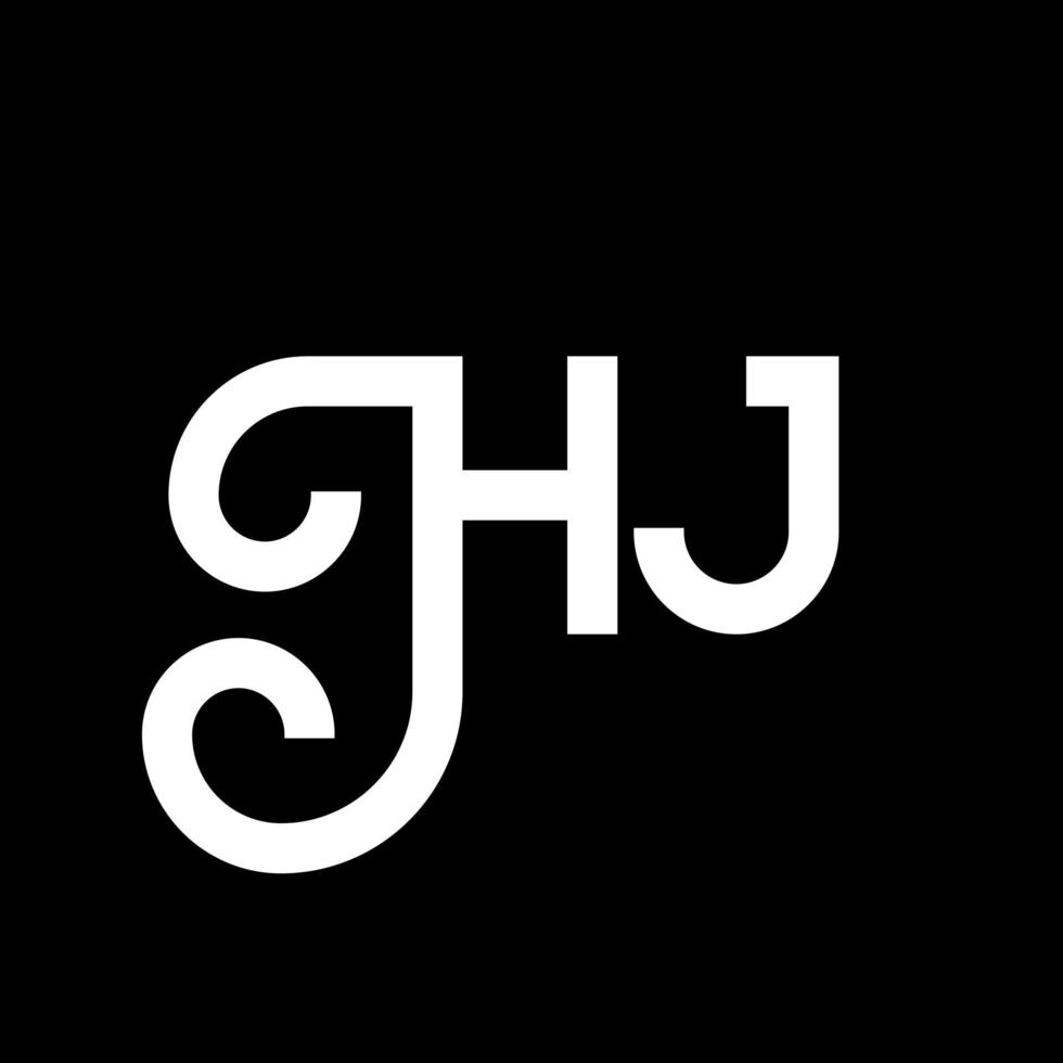 diseño del logotipo de la letra hj sobre fondo negro. concepto de logotipo de letra de iniciales creativas hj. diseño de letra hj. hj diseño de letras blancas sobre fondo negro. hj, logotipo de hj vector