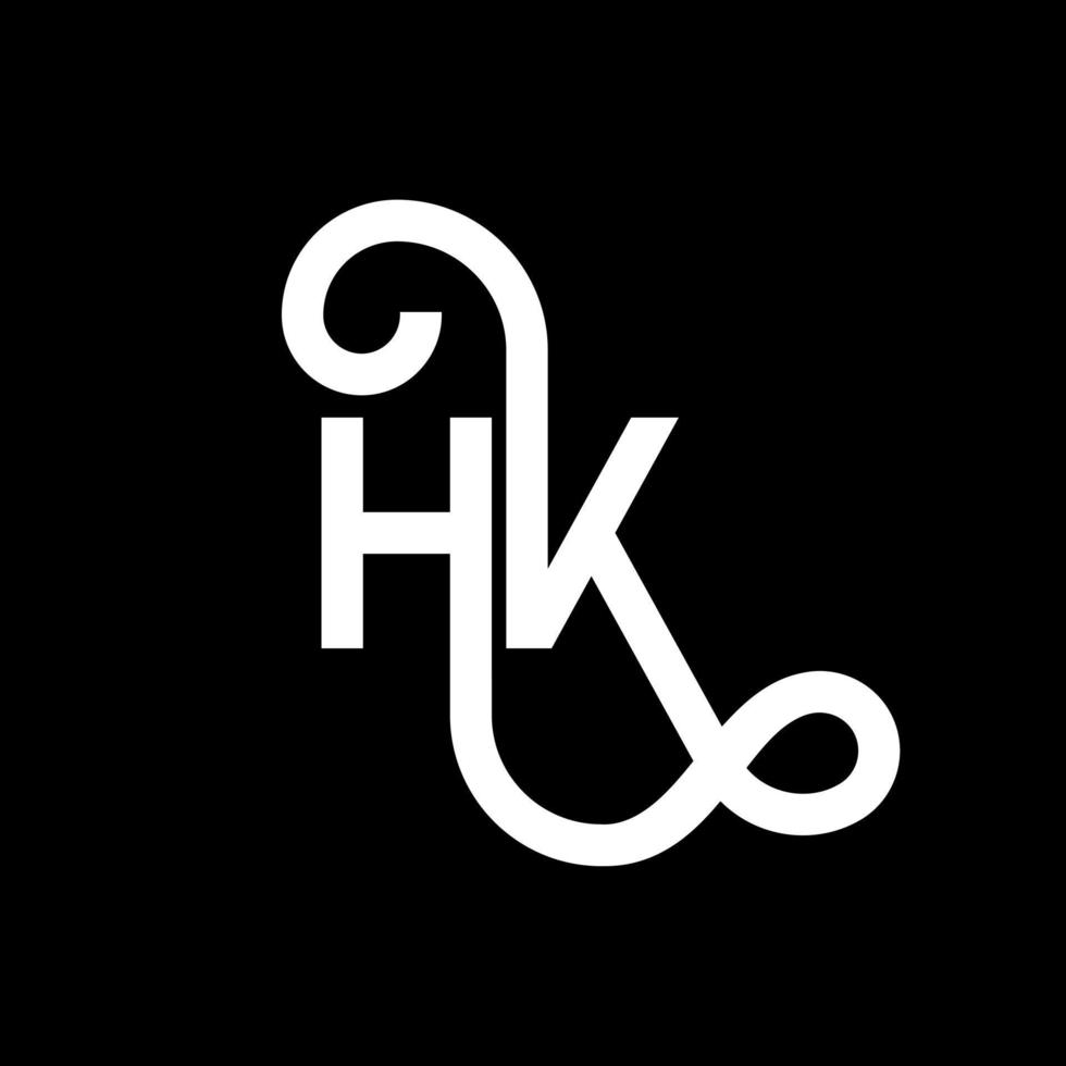 HK letter logo design on black background. HK creative initials letter logo concept. hh letter design. HK white letter design on black background. H K, h k logo vector
