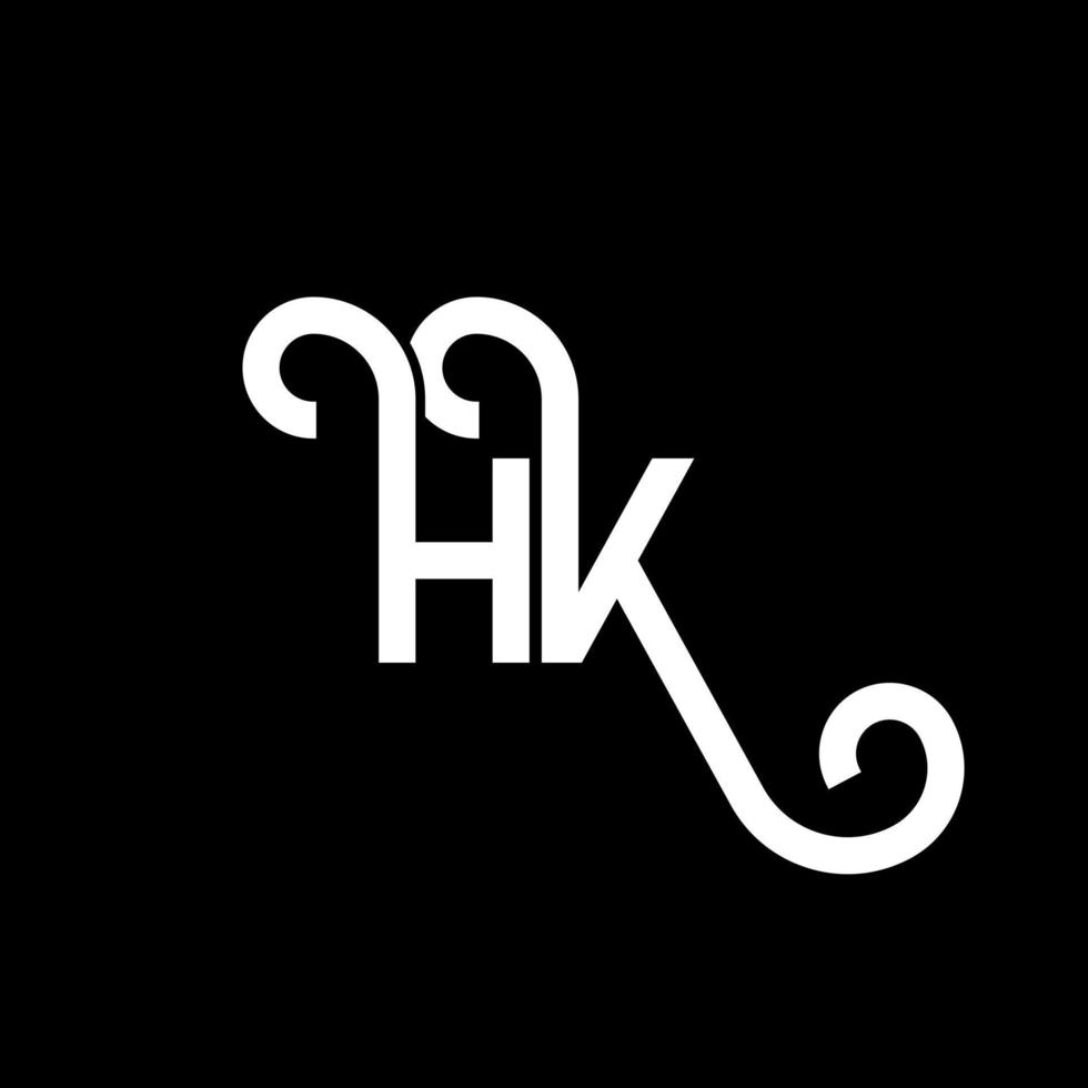 diseño de logotipo de letra hk sobre fondo negro. concepto de logotipo de letra de iniciales creativas hk. diseño de letra hh. hk diseño de letras blancas sobre fondo negro. logotipo de hk, hk vector