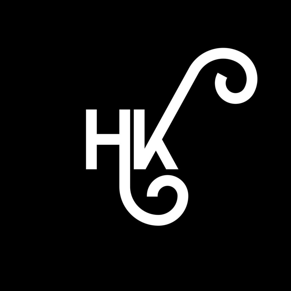 diseño de logotipo de letra hk sobre fondo negro. concepto de logotipo de letra de iniciales creativas hk. diseño de letra hh. hk diseño de letras blancas sobre fondo negro. logotipo de hk, hk vector