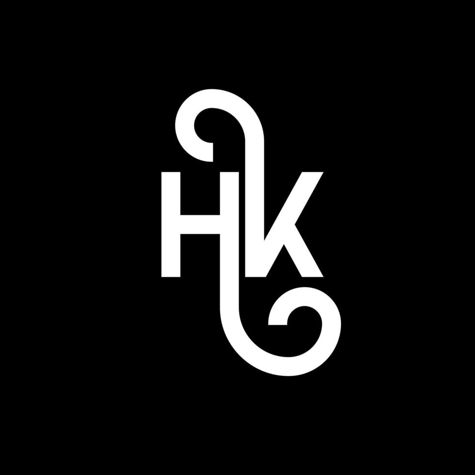 diseño de logotipo de letra hk sobre fondo negro. concepto de logotipo de letra de iniciales creativas hk. diseño de letra hh. hk diseño de letras blancas sobre fondo negro. logotipo de hk, hk vector