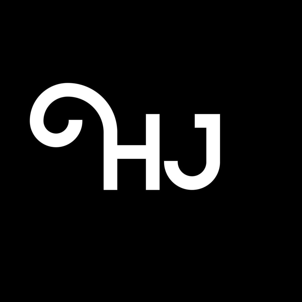 HJ letter logo design on black background. HJ creative initials letter logo concept. hj letter design. HJ white letter design on black background. H J, h j logo vector