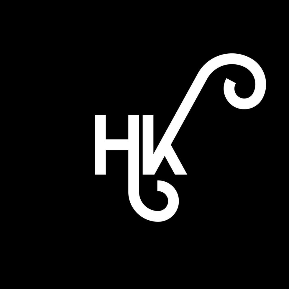 diseño de logotipo de letra hk sobre fondo negro. concepto de logotipo de letra de iniciales creativas hk. diseño de letra hh. hk diseño de letras blancas sobre fondo negro. logotipo de hk, hk vector