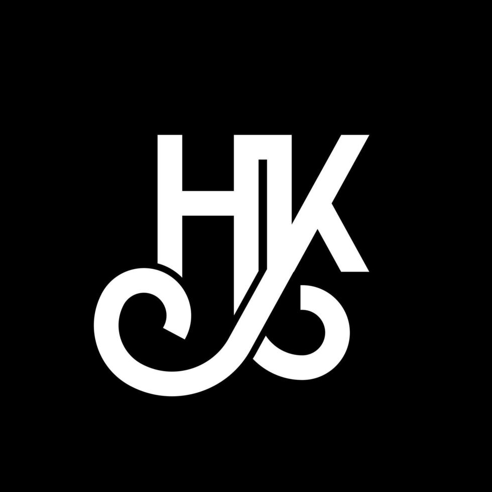 HK letter logo design on black background. HK creative initials letter logo concept. hh letter design. HK white letter design on black background. H K, h k logo vector