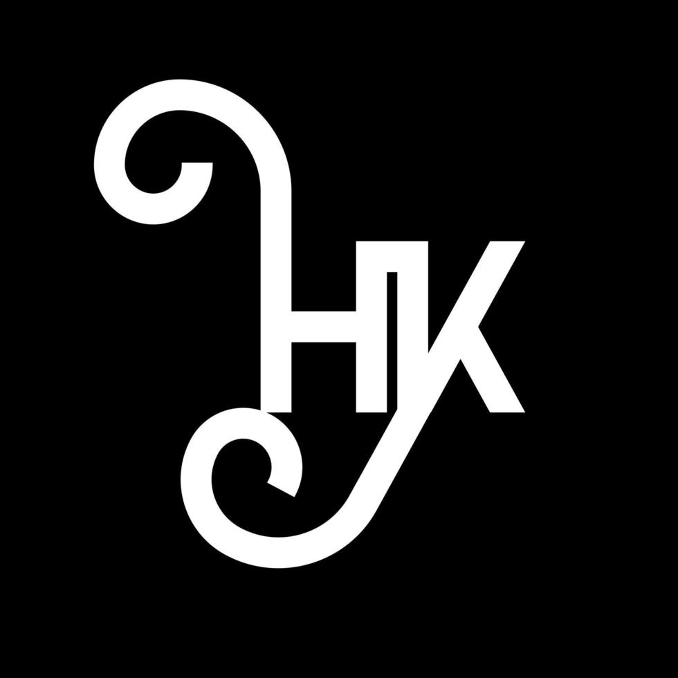 diseño de logotipo de letra hk sobre fondo negro. concepto de logotipo de letra de iniciales creativas hk. diseño de letra hh. hk diseño de letras blancas sobre fondo negro. logotipo de hk, hk vector