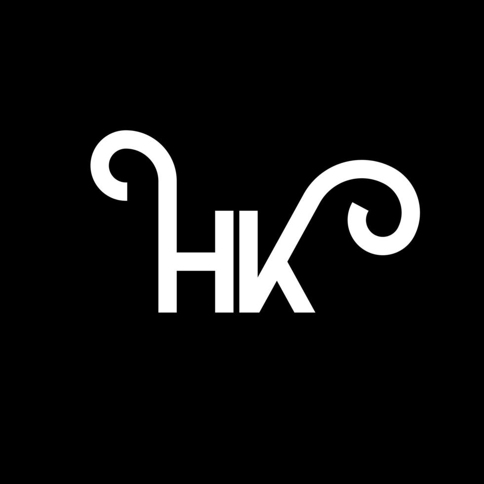 HK letter logo design on black background. HK creative initials letter logo concept. hh letter design. HK white letter design on black background. H K, h k logo vector