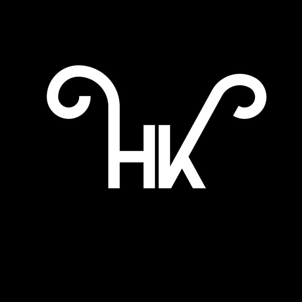 HK letter logo design on black background. HK creative initials letter logo concept. hh letter design. HK white letter design on black background. H K, h k logo vector