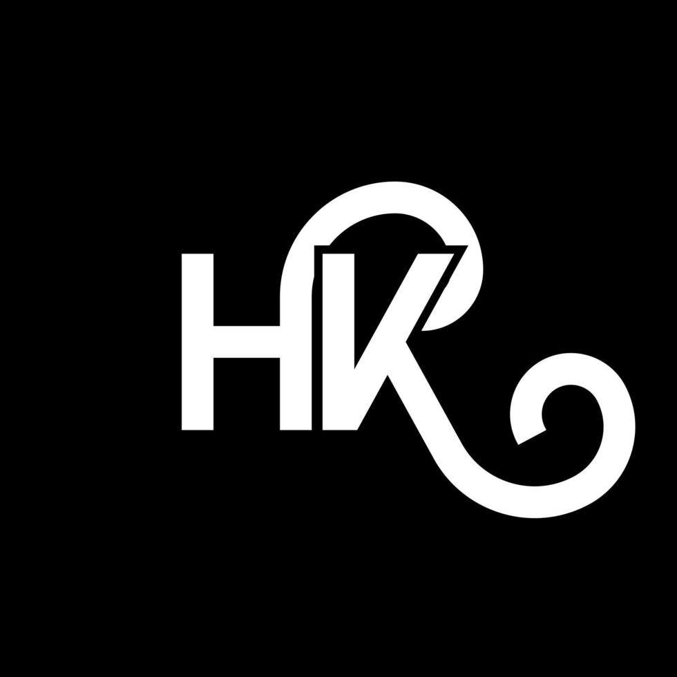 HK letter logo design on black background. HK creative initials letter logo concept. hh letter design. HK white letter design on black background. H K, h k logo vector