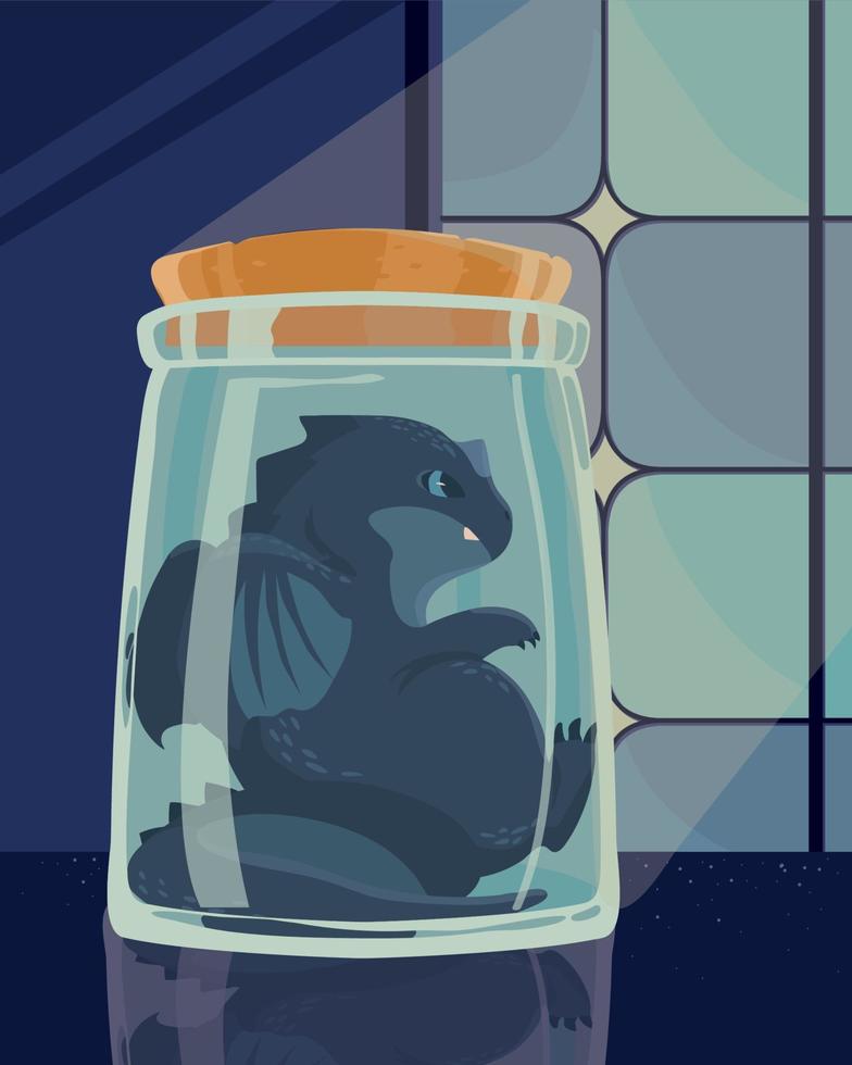 glass flask with dragon vector