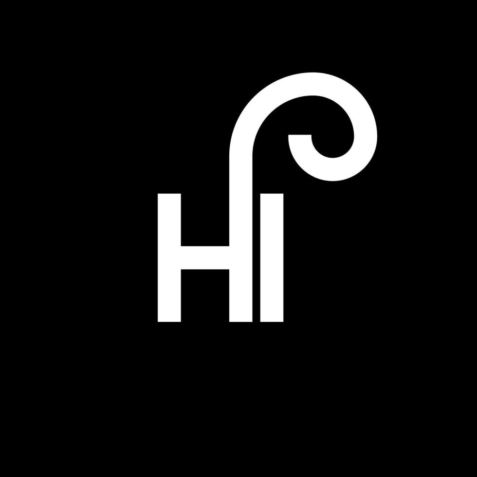 hola diseño de logotipo de carta sobre fondo negro. hola concepto creativo del logotipo de la letra inicial. hola diseño de letras. hola diseño de letras blancas sobre fondo negro. hola, hola logotipo vector