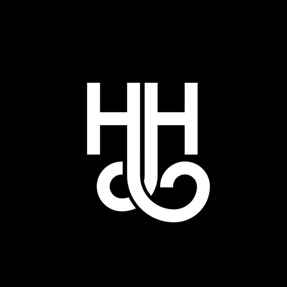 diseño del logotipo de la letra hh sobre fondo negro. concepto de logotipo de letra de iniciales creativas hh. diseño de letra hh. hh diseño de letras blancas sobre fondo negro. logotipo de hh, hh vector