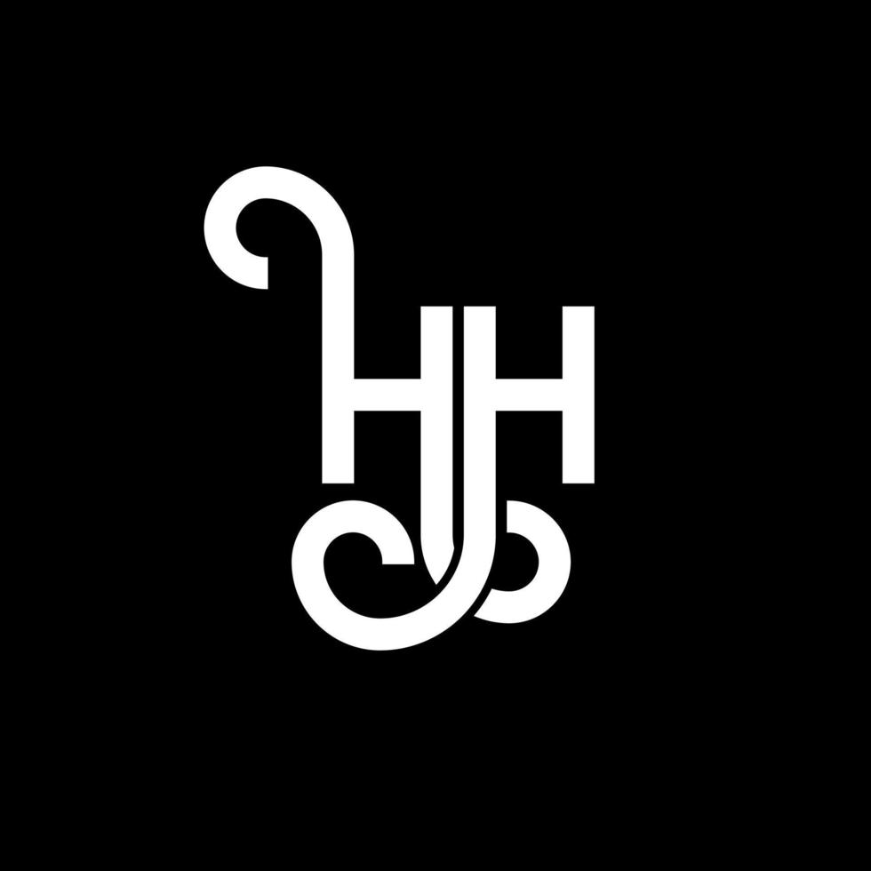 diseño del logotipo de la letra hh sobre fondo negro. concepto de logotipo de letra de iniciales creativas hh. diseño de letra hh. hh diseño de letras blancas sobre fondo negro. logotipo de hh, hh vector