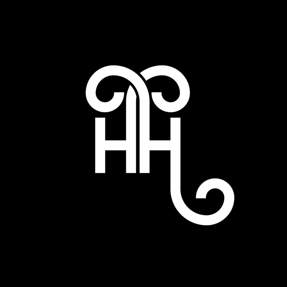 diseño del logotipo de la letra hh sobre fondo negro. concepto de logotipo de letra de iniciales creativas hh. diseño de letra hh. hh diseño de letras blancas sobre fondo negro. logotipo de hh, hh vector