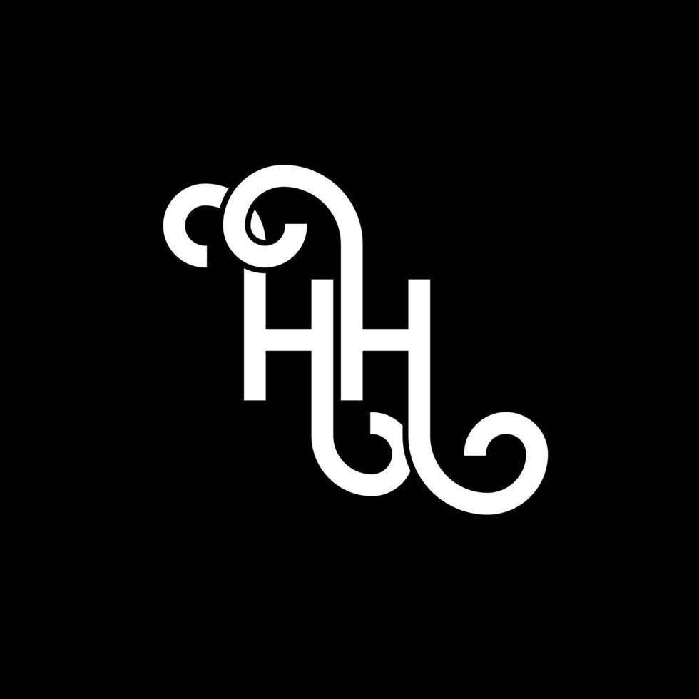 diseño del logotipo de la letra hh sobre fondo negro. concepto de logotipo de letra de iniciales creativas hh. diseño de letra hh. hh diseño de letras blancas sobre fondo negro. logotipo de hh, hh vector