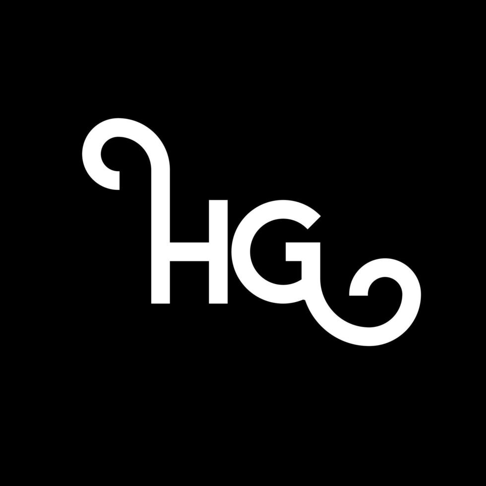 diseño de logotipo de letra hg sobre fondo negro. concepto de logotipo de letra de iniciales creativas hg. diseño de letras hg. hg diseño de letras blancas sobre fondo negro. hg, logotipo de hg vector