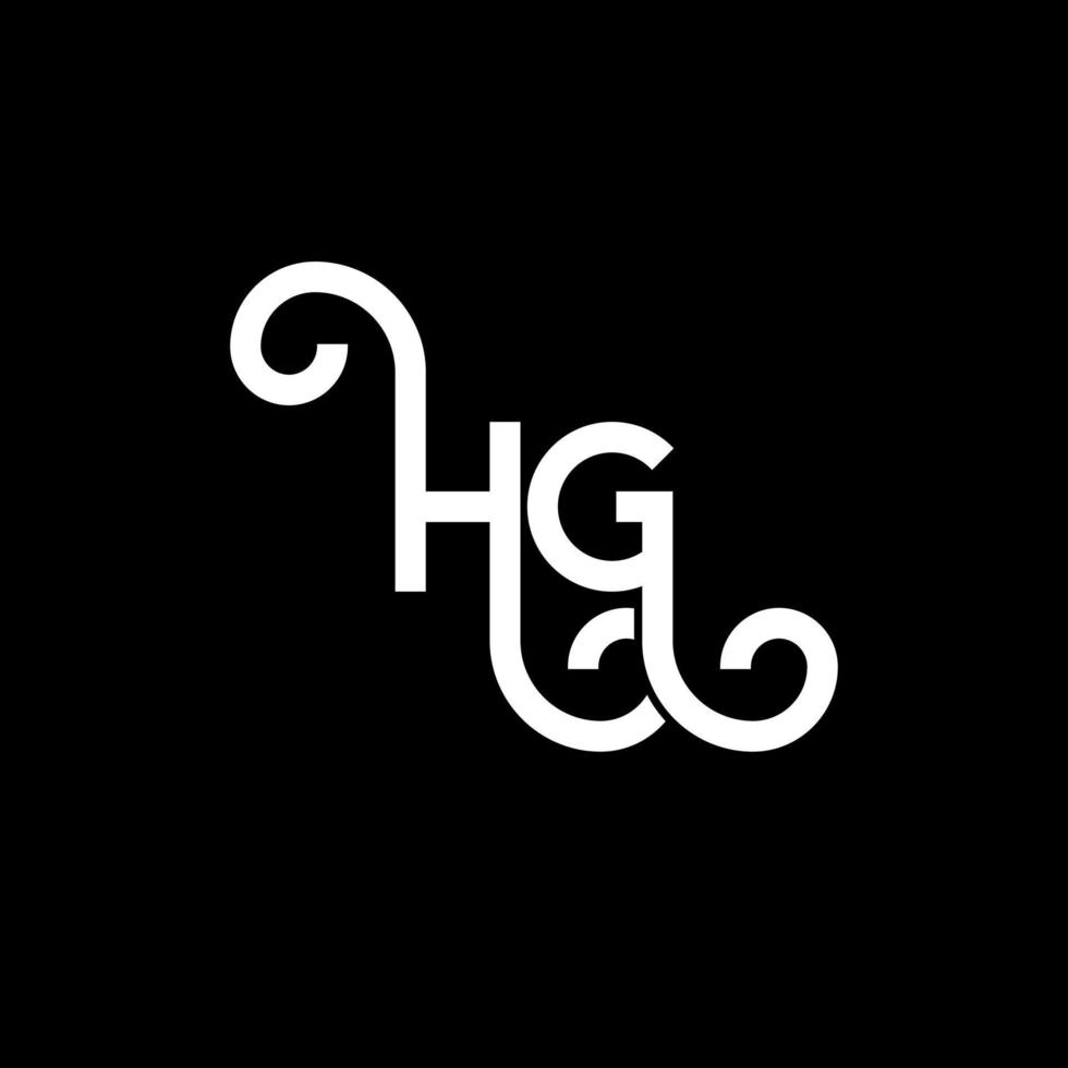 diseño de logotipo de letra hg sobre fondo negro. concepto de logotipo de letra de iniciales creativas hg. diseño de letras hg. hg diseño de letras blancas sobre fondo negro. hg, logotipo de hg vector