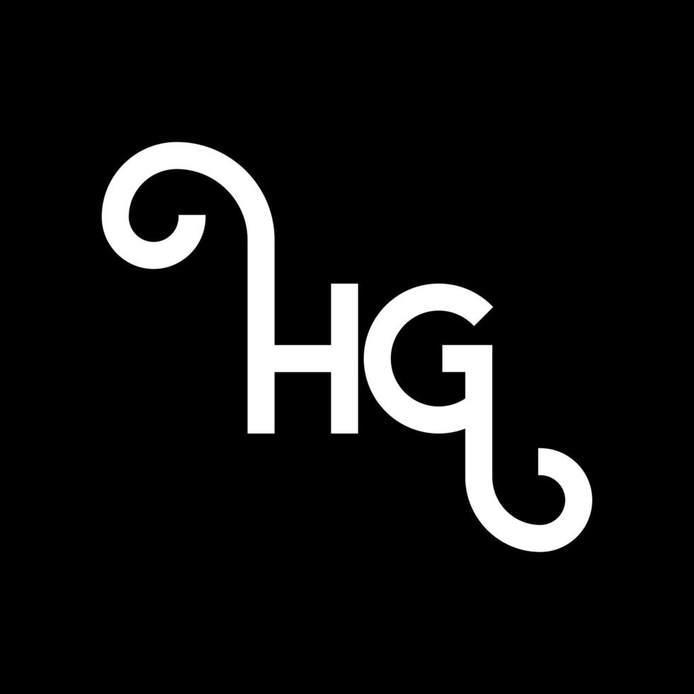 diseño de logotipo de letra hg sobre fondo negro. concepto de logotipo de letra de iniciales creativas hg. diseño de letras hg. hg diseño de letras blancas sobre fondo negro. hg, logotipo de hg vector