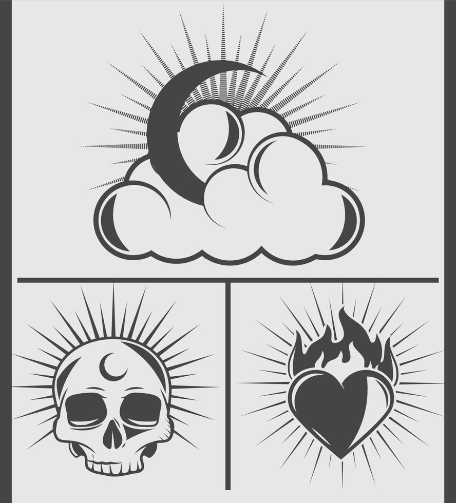 minimalist tattoo icon collection vector