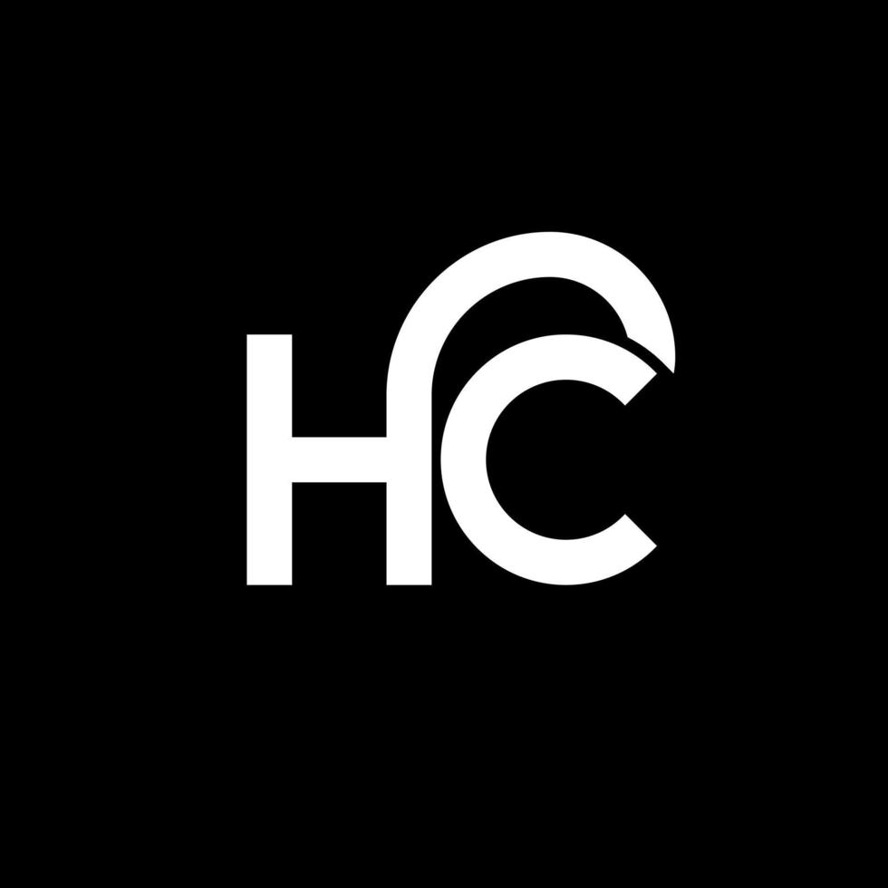 diseño de logotipo de letra hc sobre fondo negro. concepto de logotipo de letra de iniciales creativas hc. diseño de letras hc. hc diseño de letras blancas sobre fondo negro. hc, logotipo de hc vector