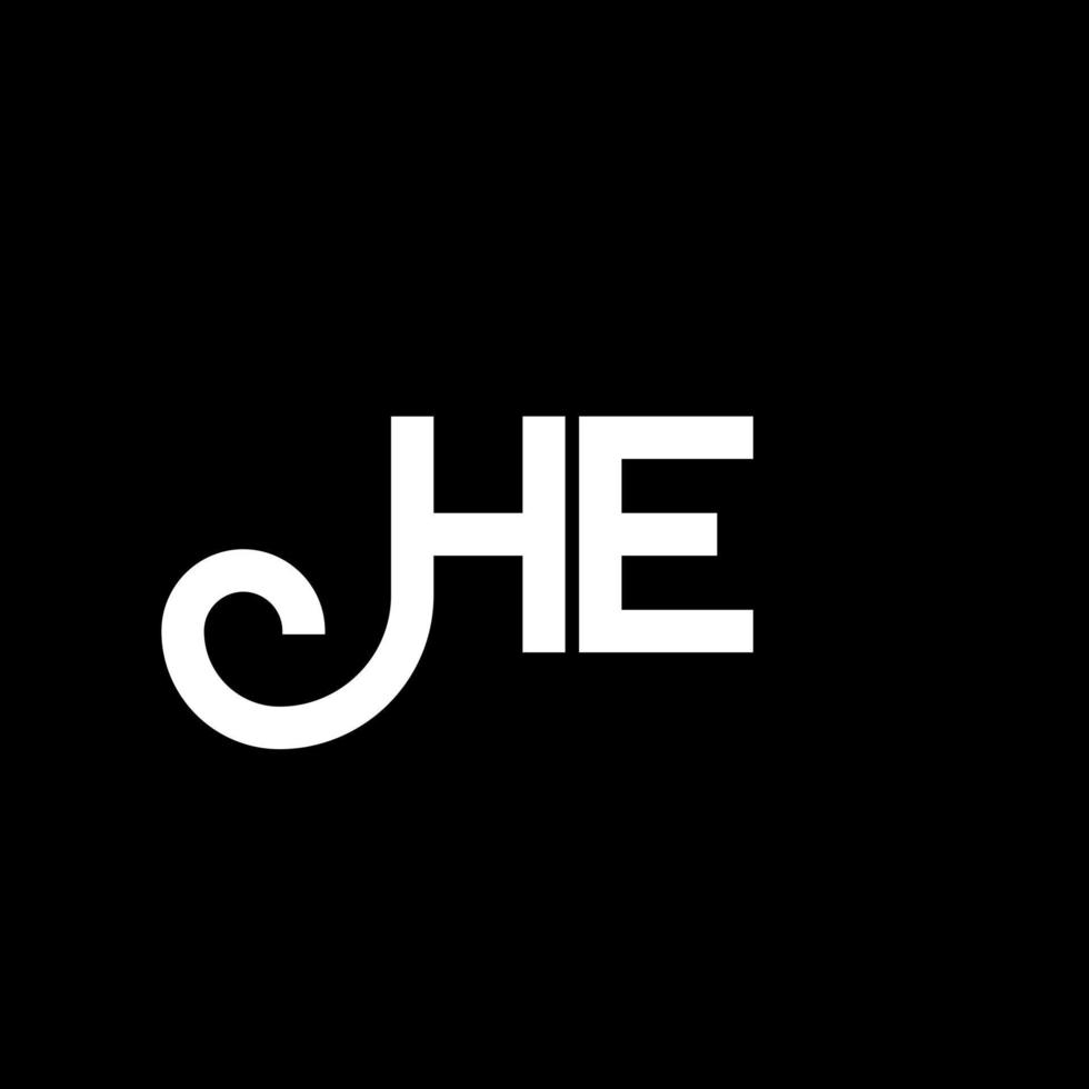 HE letter logo design on black background. HE creative initials letter logo concept. he letter design. HE white letter design on black background. H E, h e logo vector