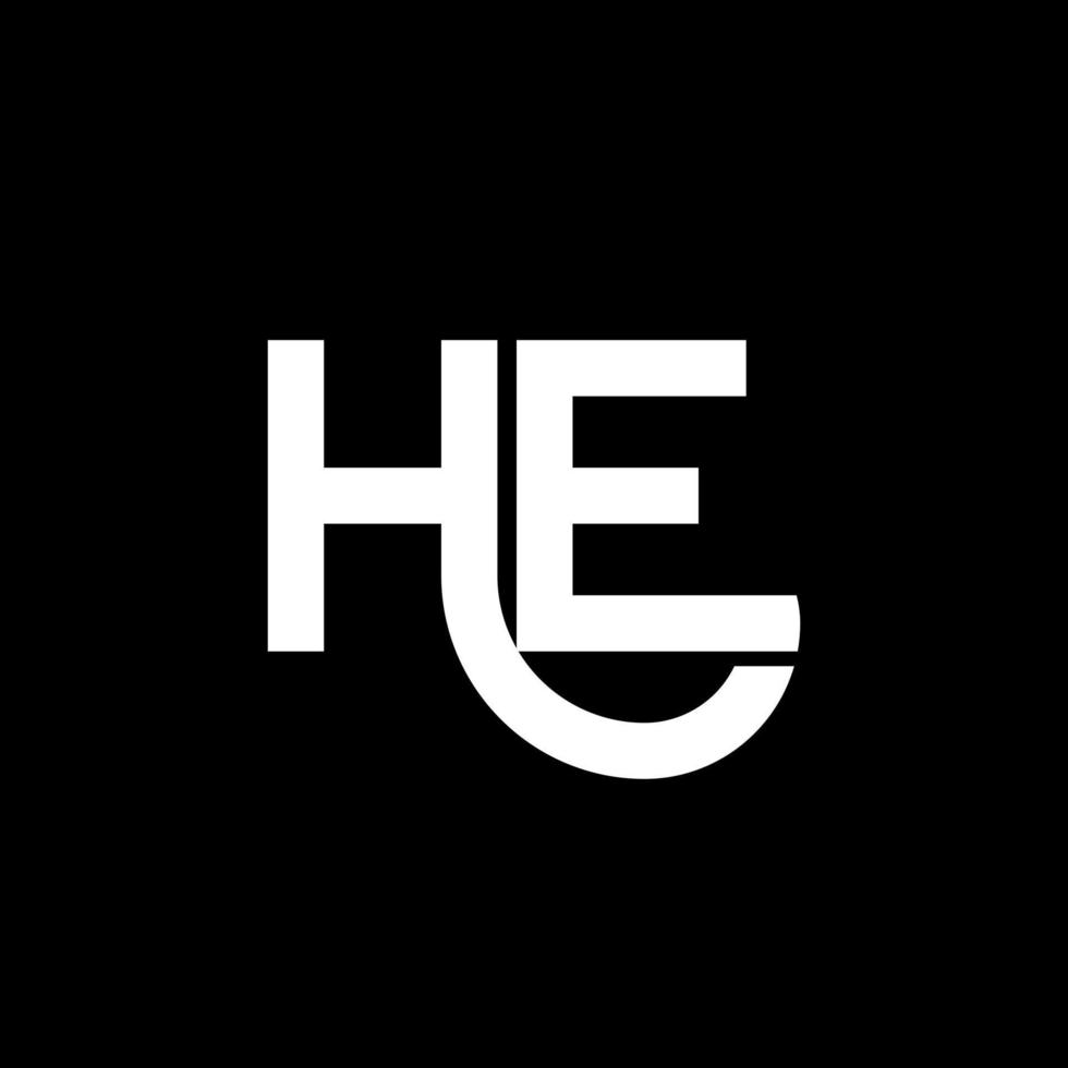 HE letter logo design on black background. HE creative initials letter logo concept. he letter design. HE white letter design on black background. H E, h e logo vector