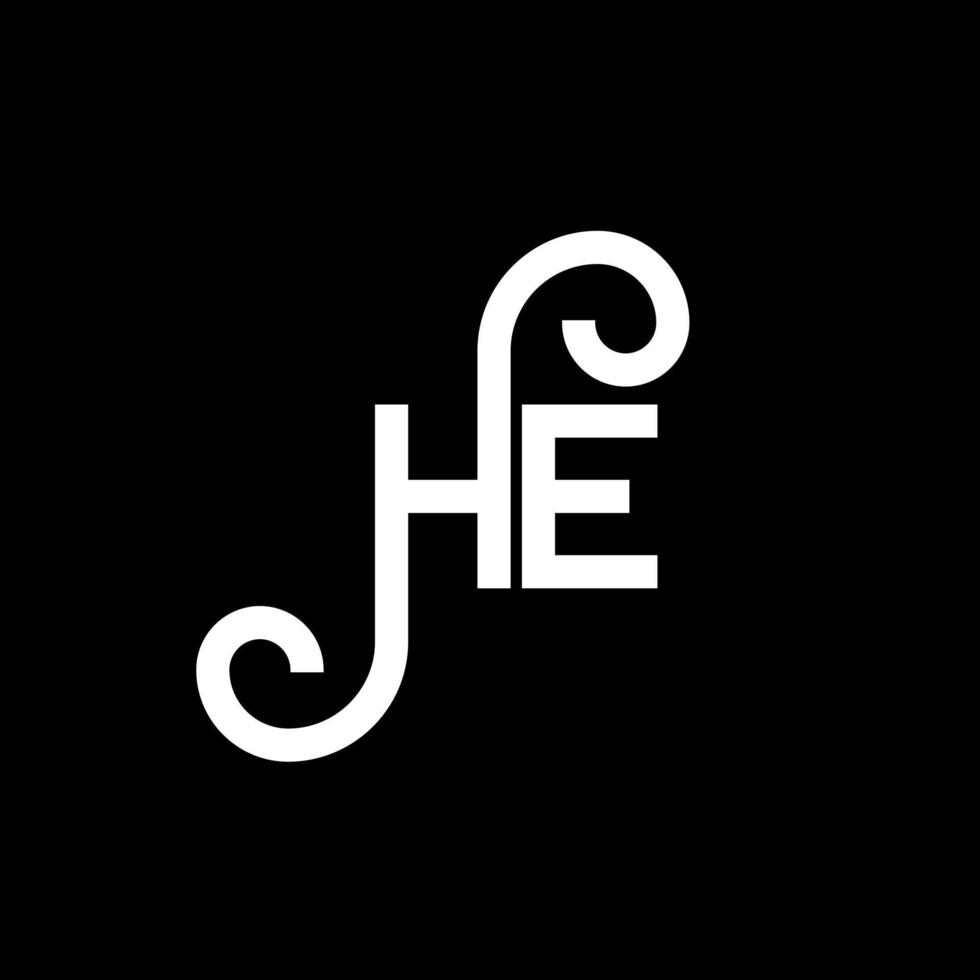 HE letter logo design on black background. HE creative initials letter logo concept. he letter design. HE white letter design on black background. H E, h e logo vector