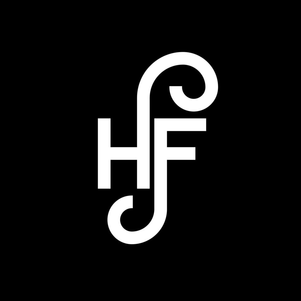 diseño de logotipo de letra hf sobre fondo negro. concepto de logotipo de letra de iniciales creativas hf. diseño de letras hf. diseño de letra hf blanco sobre fondo negro. hf, logotipo de hf vector