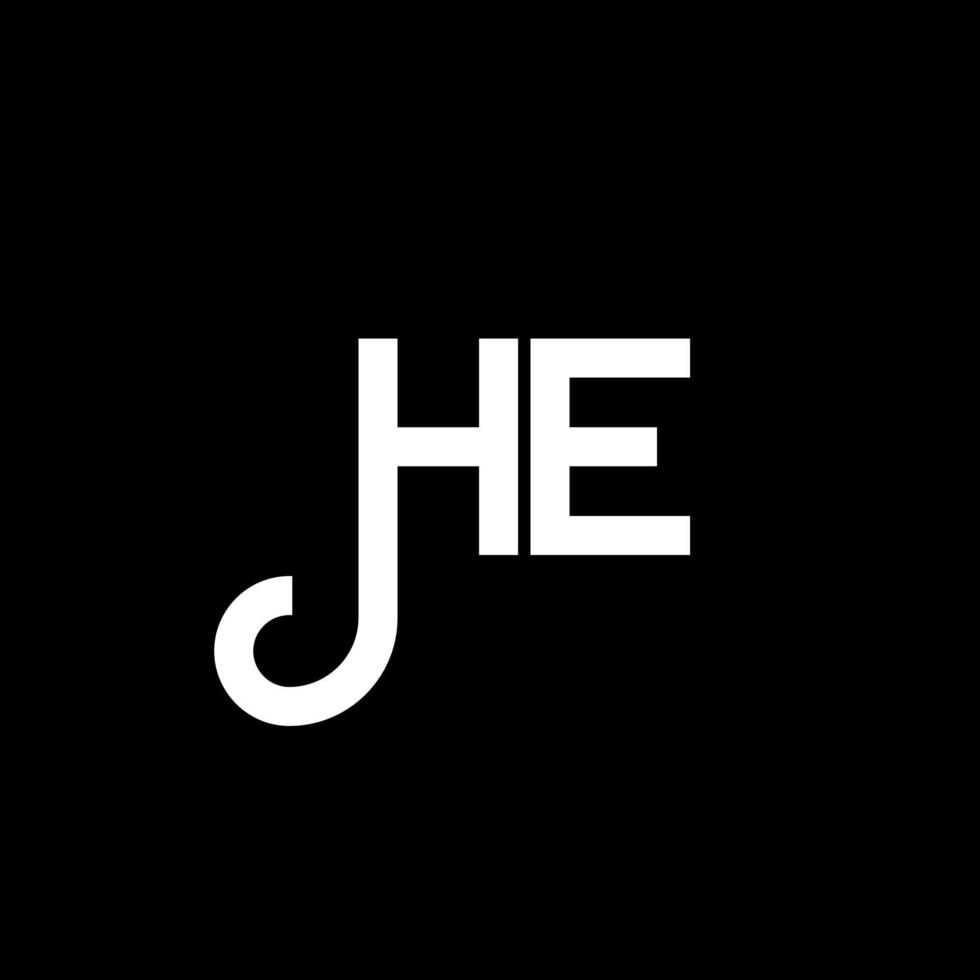 HE letter logo design on black background. HE creative initials letter logo concept. he letter design. HE white letter design on black background. H E, h e logo vector