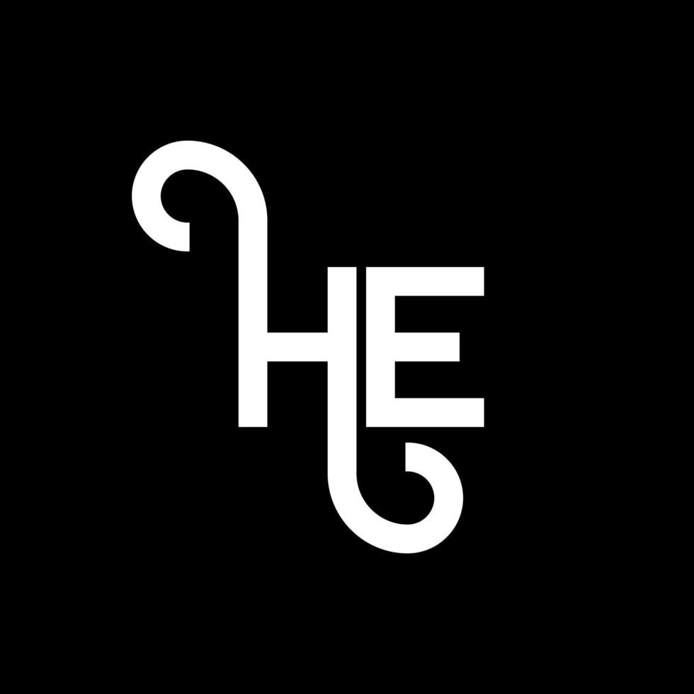 HE letter logo design on black background. HE creative initials letter logo concept. he letter design. HE white letter design on black background. H E, h e logo vector