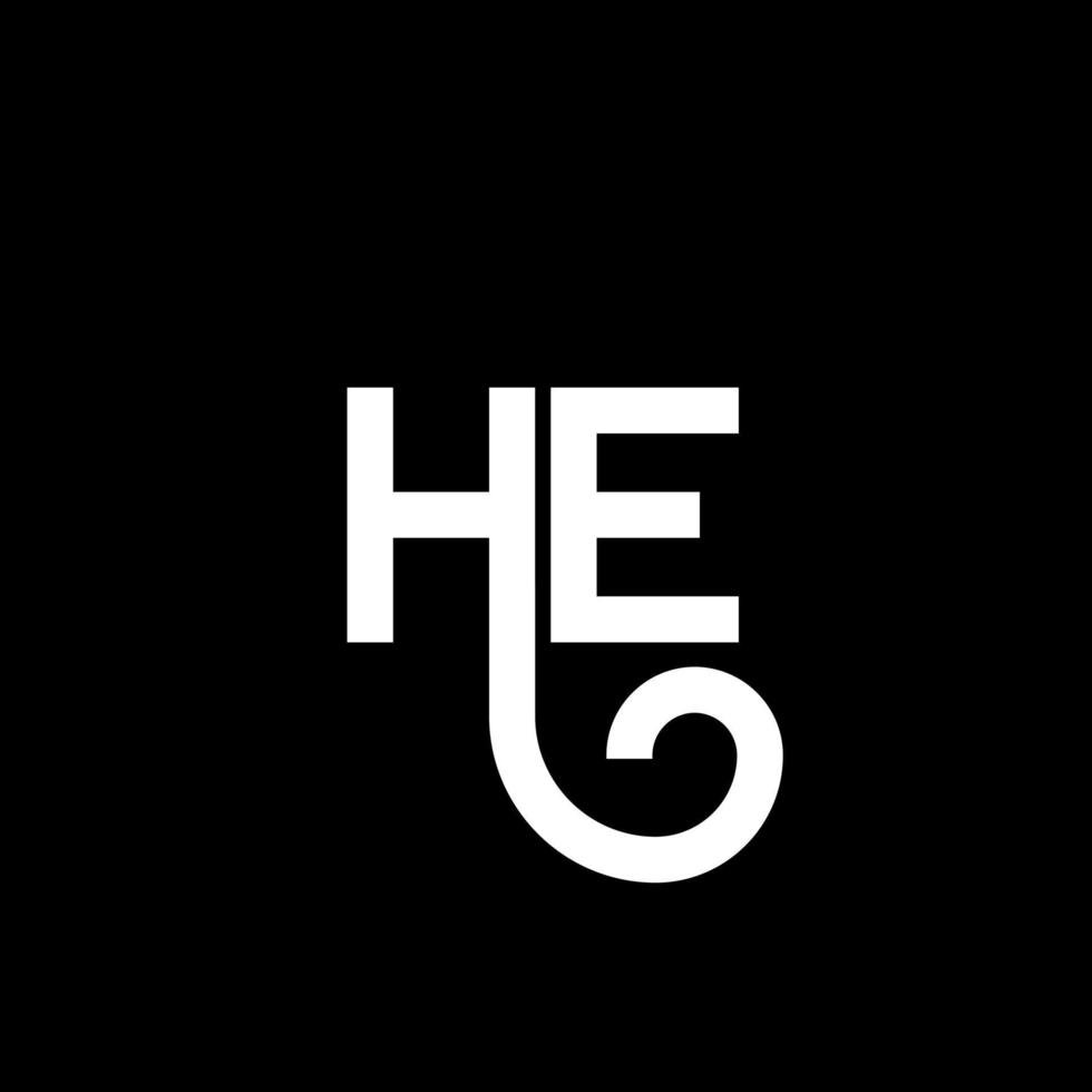 HE letter logo design on black background. HE creative initials letter logo concept. he letter design. HE white letter design on black background. H E, h e logo vector