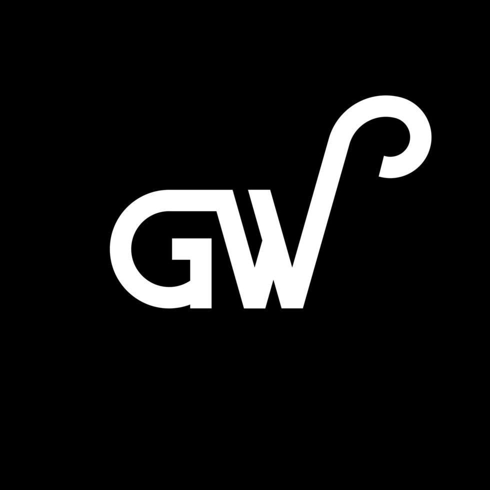 diseño de logotipo de letra gw sobre fondo negro. concepto de logotipo de letra de iniciales creativas gw. diseño de letra gw. gw diseño de letras blancas sobre fondo negro. gw, logotipo de gw vector