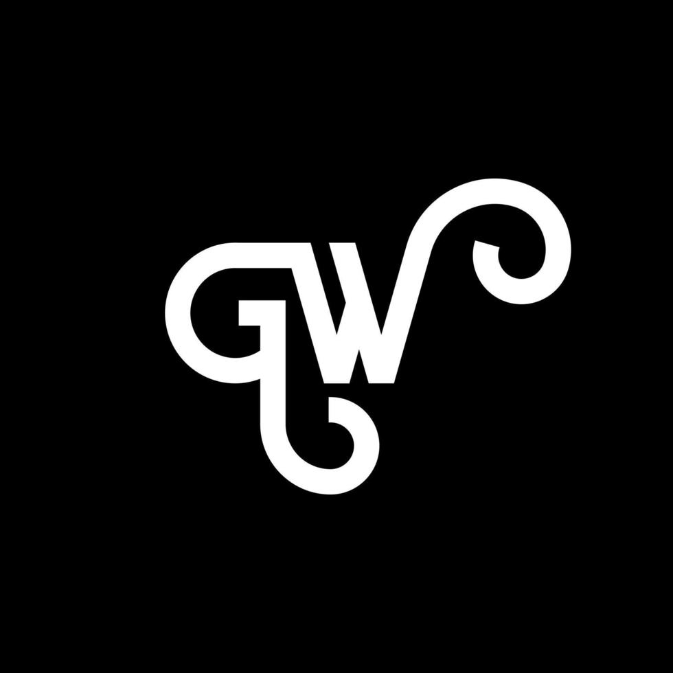 diseño de logotipo de letra gw sobre fondo negro. concepto de logotipo de letra de iniciales creativas gw. diseño de letra gw. gw diseño de letras blancas sobre fondo negro. gw, logotipo de gw vector