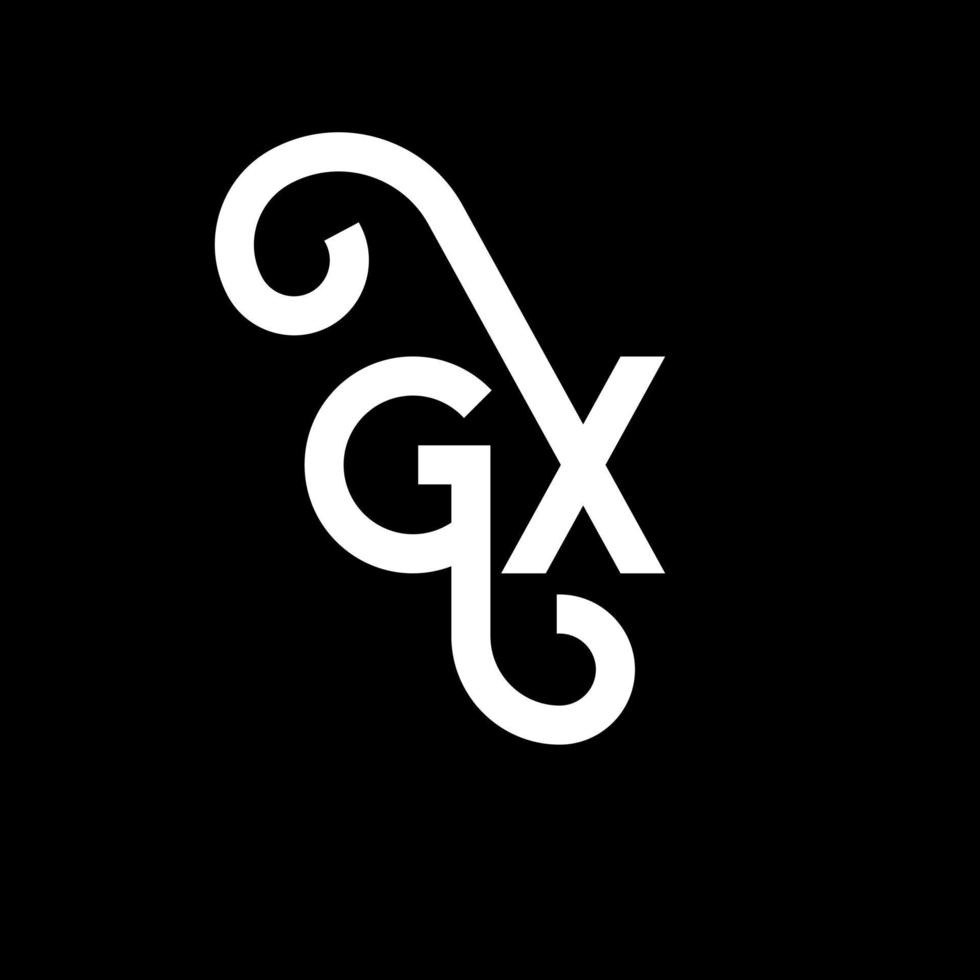 diseño de logotipo de letra gx sobre fondo negro. concepto de logotipo de letra de iniciales creativas gx. diseño de letras gx. gx diseño de letras blancas sobre fondo negro. logotipo de gx, gx vector