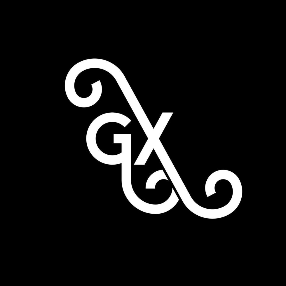 diseño de logotipo de letra gx sobre fondo negro. concepto de logotipo de letra de iniciales creativas gx. diseño de letras gx. gx diseño de letras blancas sobre fondo negro. logotipo de gx, gx vector